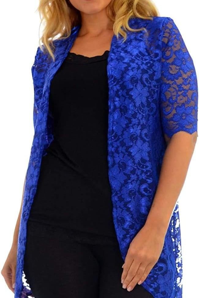 Floral Lace Open Medium Cardigan Maxi Cardigan WearAll Royal Blue 14