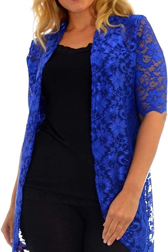 Floral Lace Open Medium Cardigan Maxi Cardigan WearAll Royal Blue 14