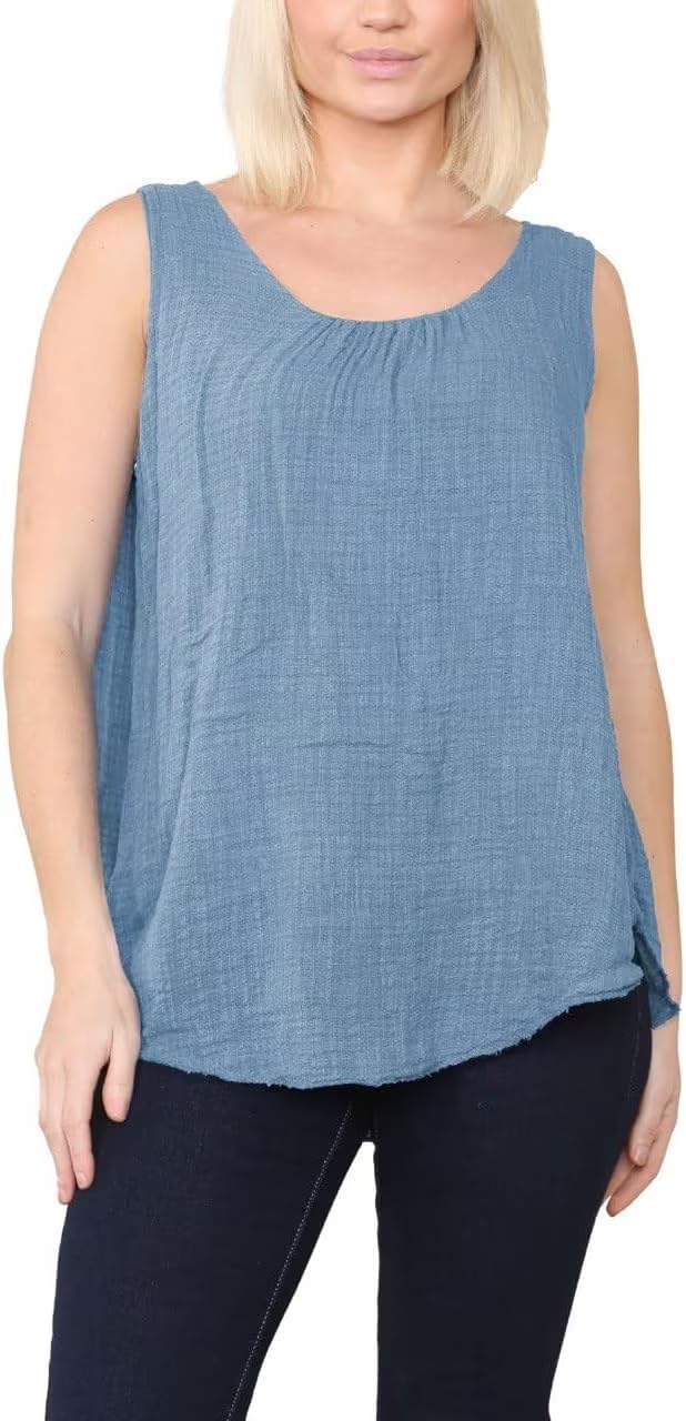 Sleeveless Vest Top Tops WearAll Denim 8