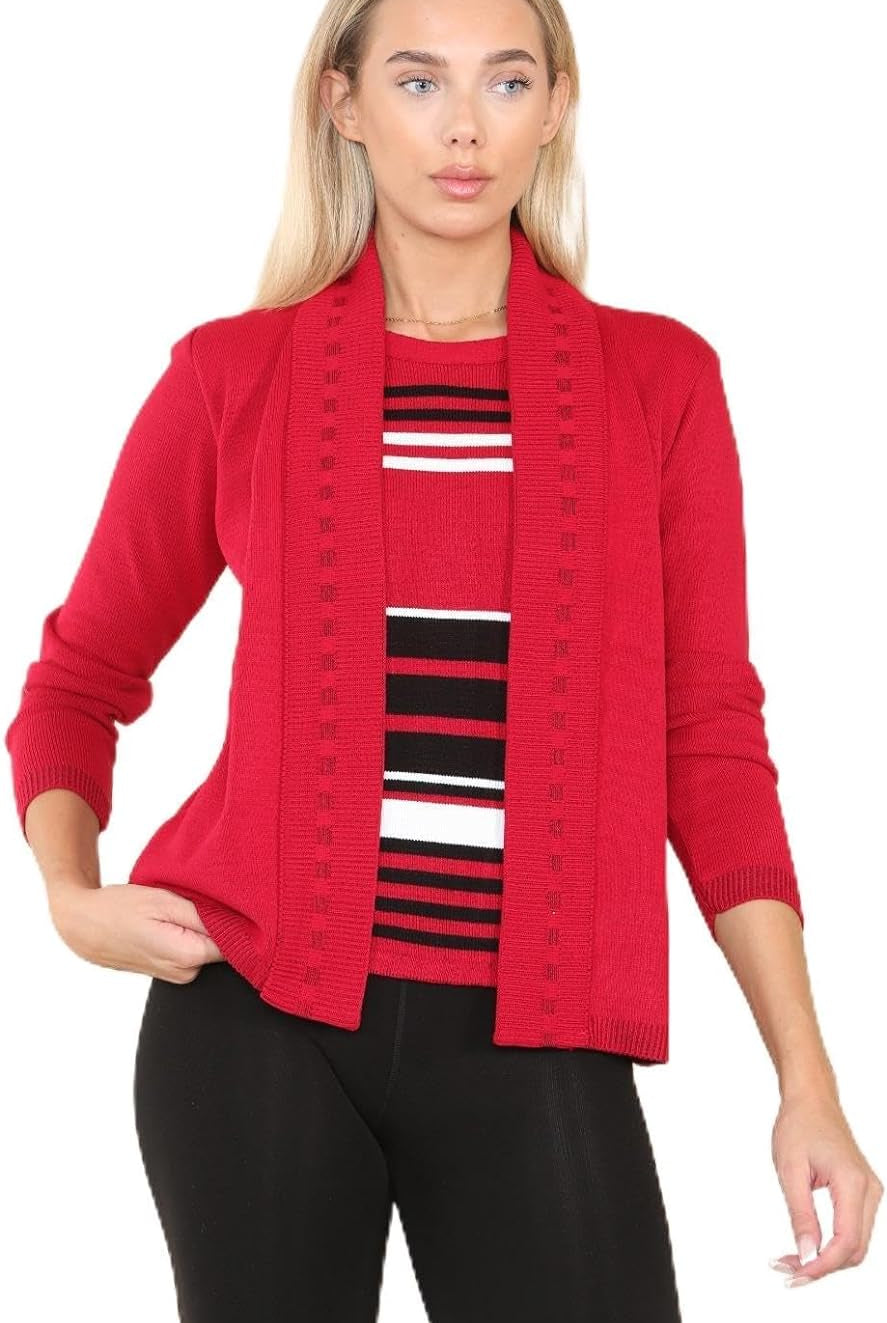 Twin Knitted Cardigan cardigan WearAll Red 8-10