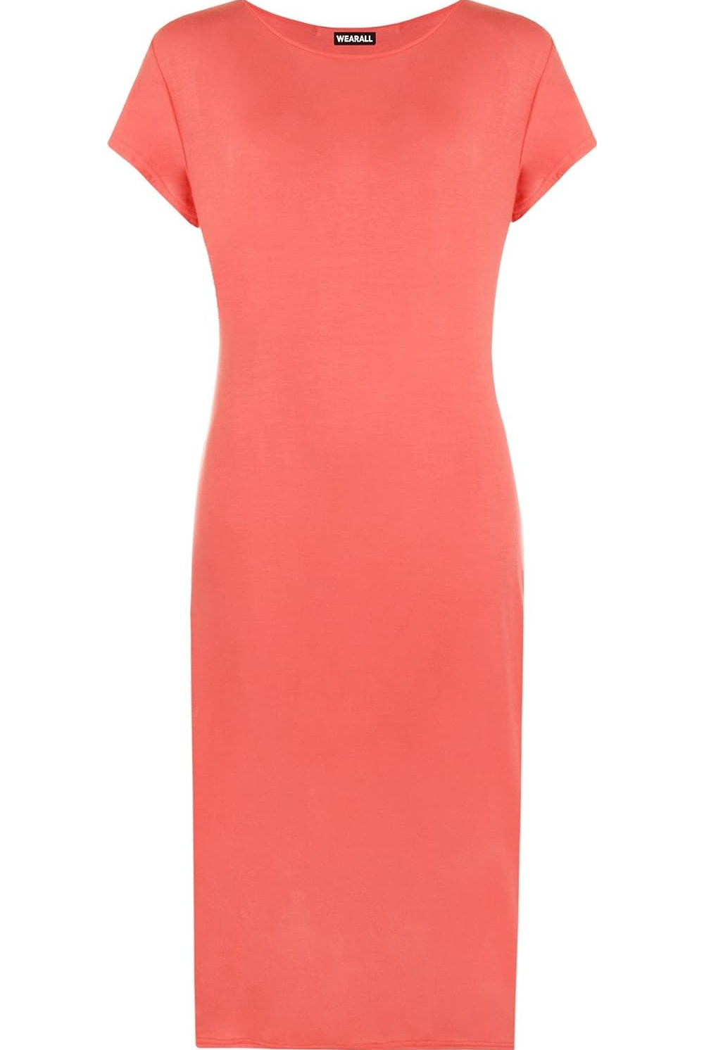 Plain Short Sleeve Jersey Midi Dress Dress WearAll