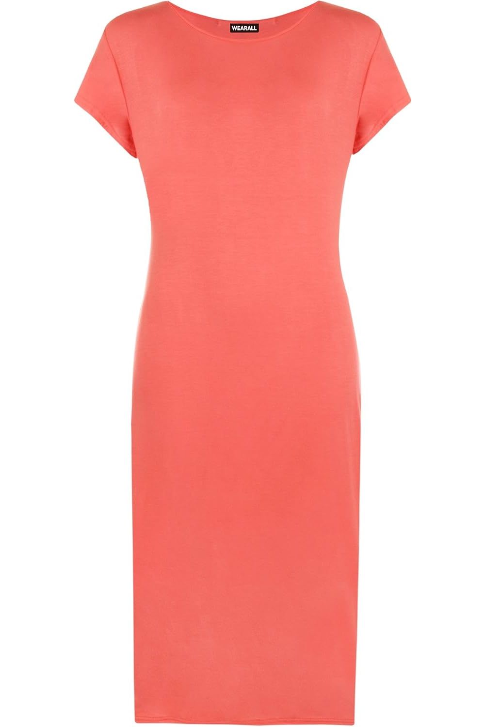 Plain Short Sleeve Jersey Midi Dress Dress WearAll