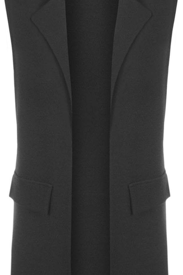 Crepe Open Long Waistcoat Pocket Top cardigan WearAll