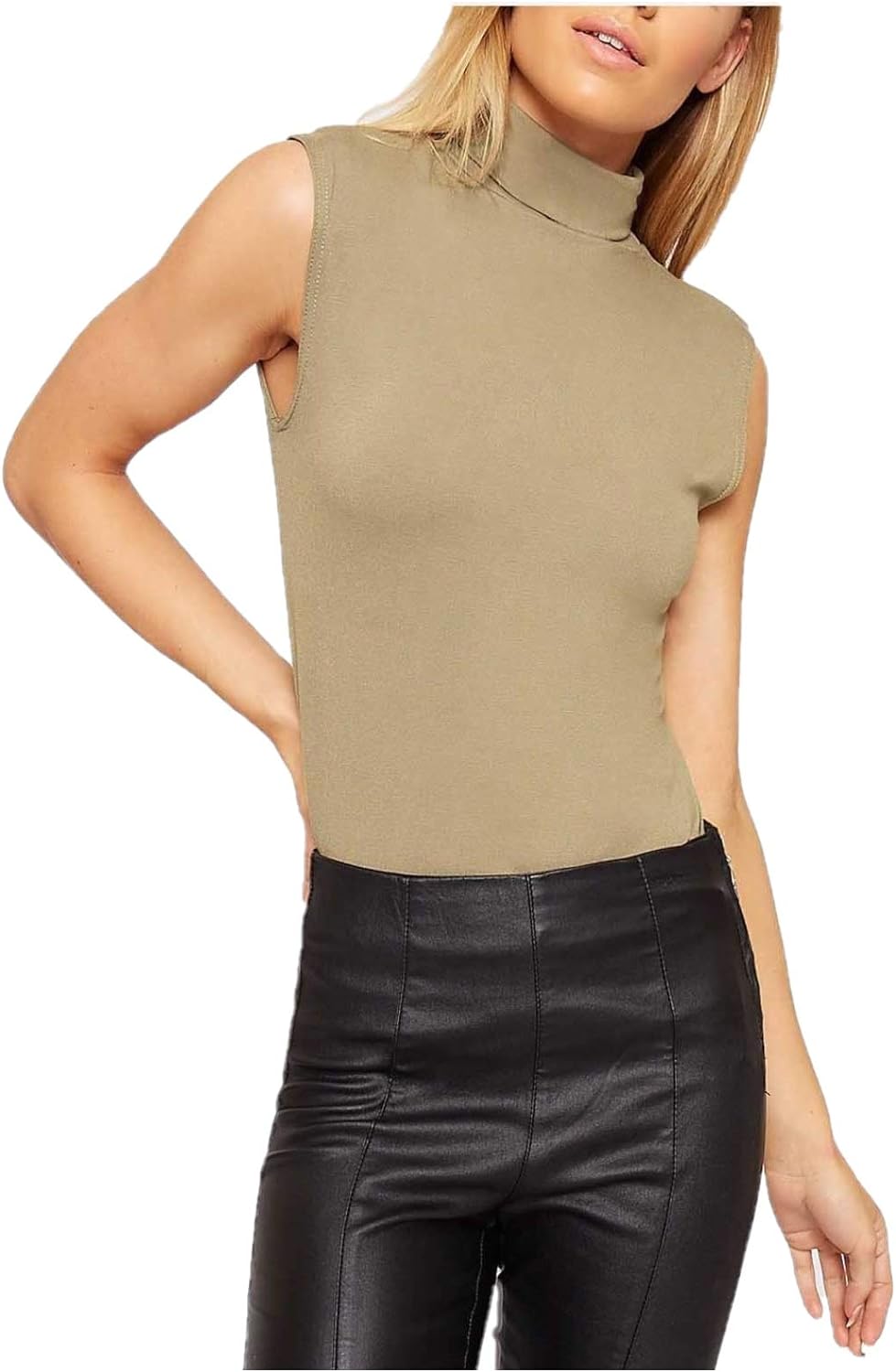 Polo Neck Plain Vest Turtle Top Tops WearAll