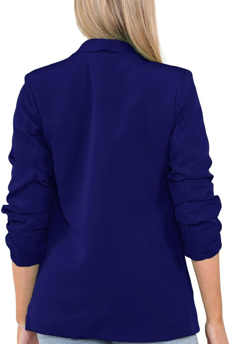 Plus Size Ruched Sleeve Blazer Jacket WearAll
