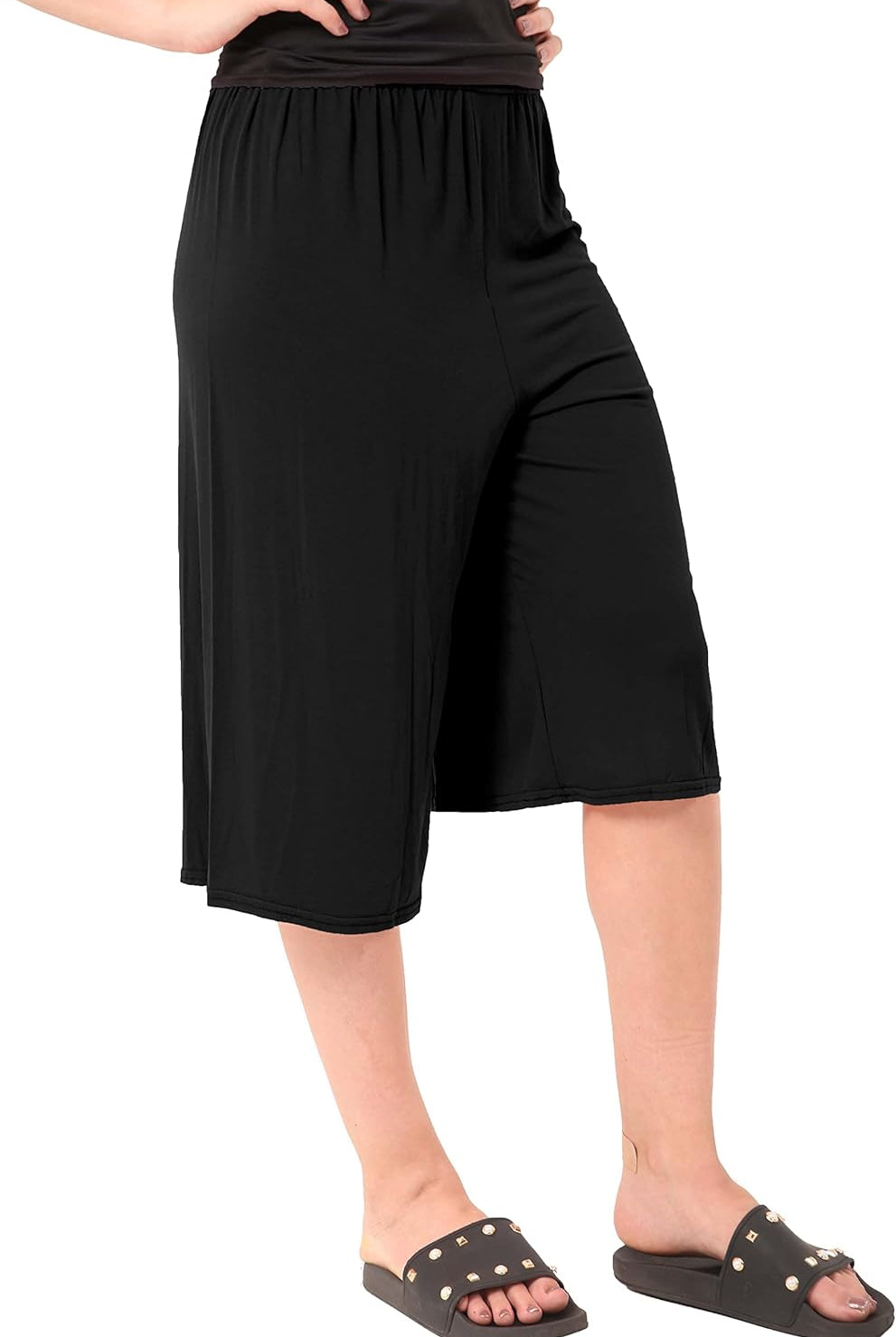 Plain Viscose Culottes Shorts WearAll Black 8-10