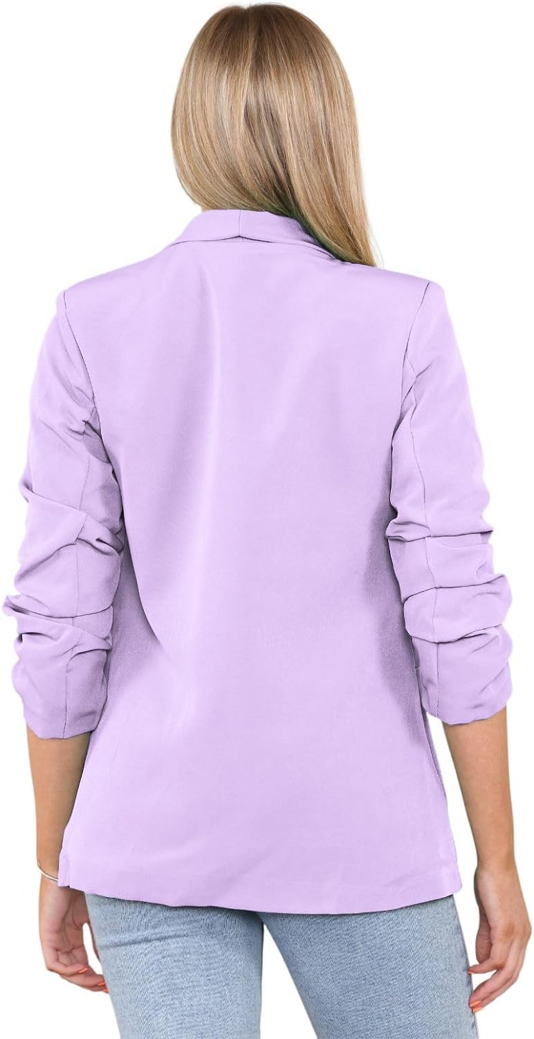 Plus Size Ruched Sleeve Blazer Jacket WearAll