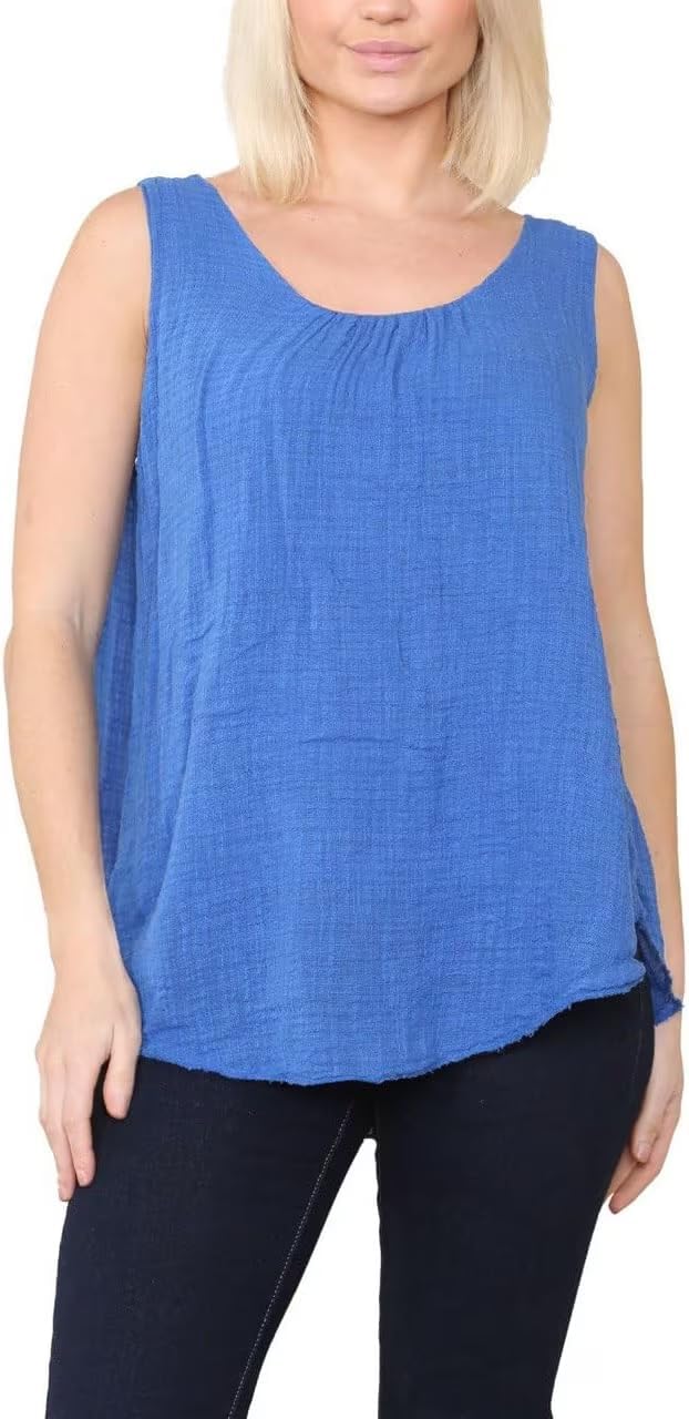 Sleeveless Vest Top Tops WearAll Royal 8