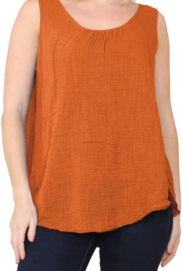 Sleeveless Vest Top Tops WearAll Orange 8