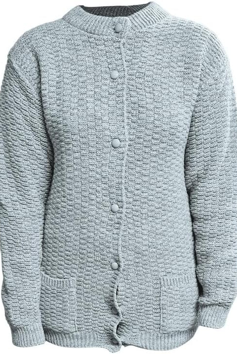 Women's Knitted Winter Cardigan Long Sleeve Warmth with Crew Neck & Ribbed Knit Cardigan WearAll Gray 8-10