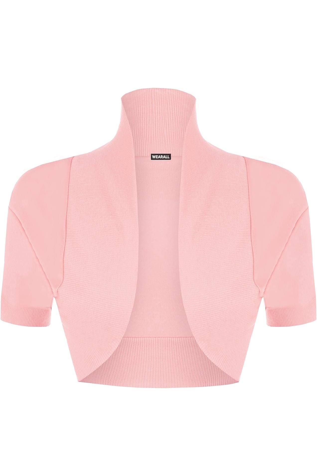 Short Sleeve Ribbed Bolero Shrug Tops WearAll