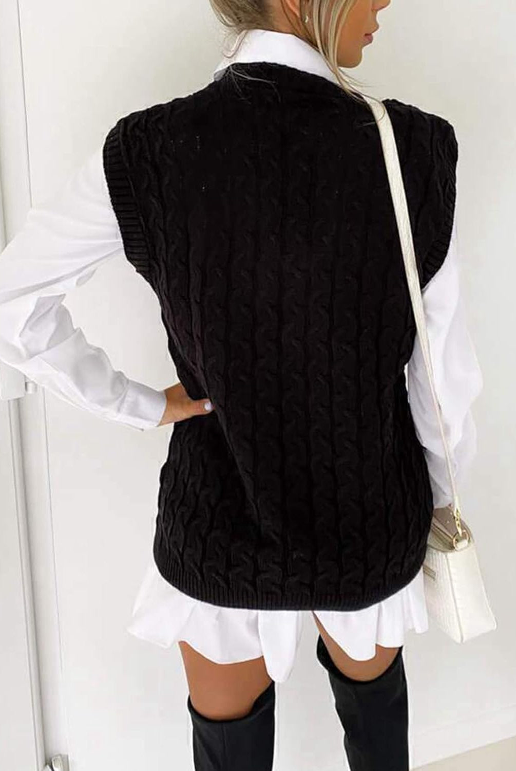 Plus Size Cable Knit Tank Top Jumper WearAll