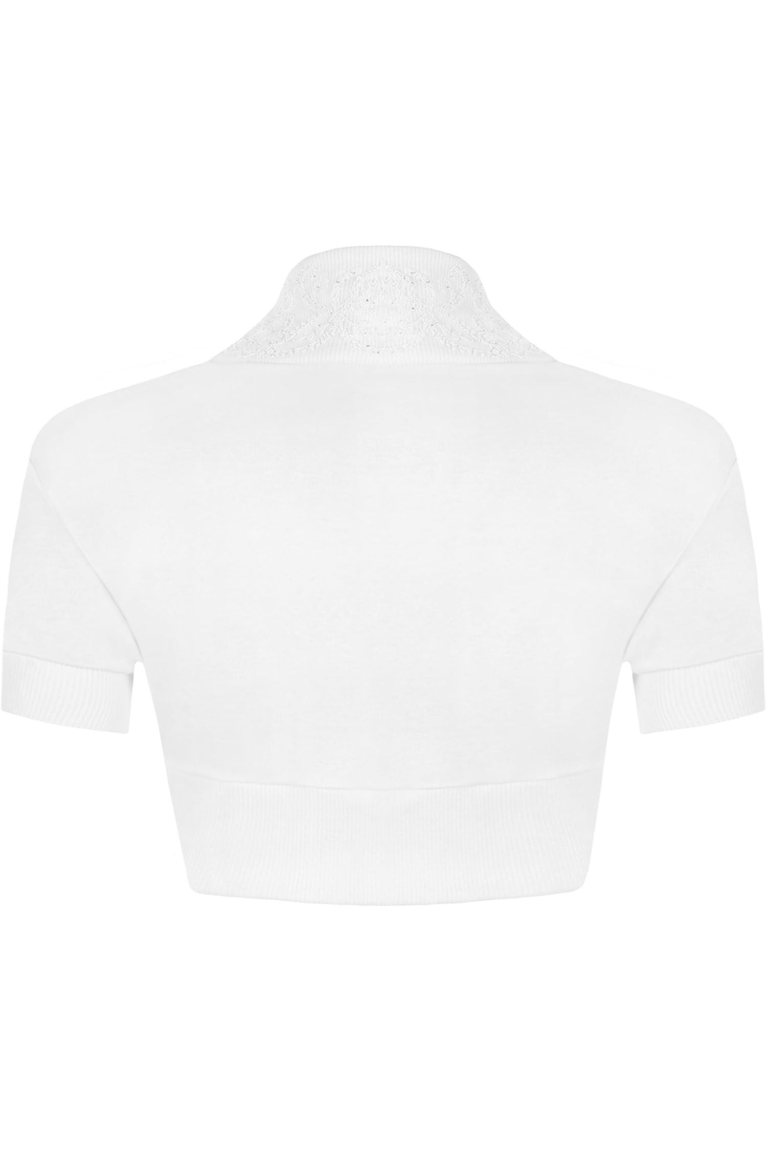 Short Sleeve Beaded Shrug Tops WearAll