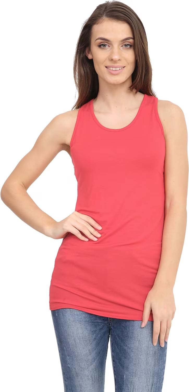 Racer Back Bodycon Vest Top Top WearAll Coral 8-10