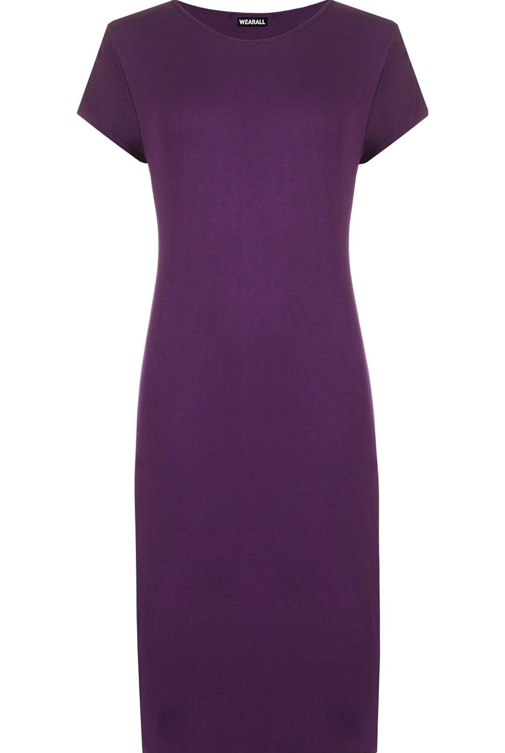 Plain Short Sleeve Jersey Midi Dress Dress WearAll