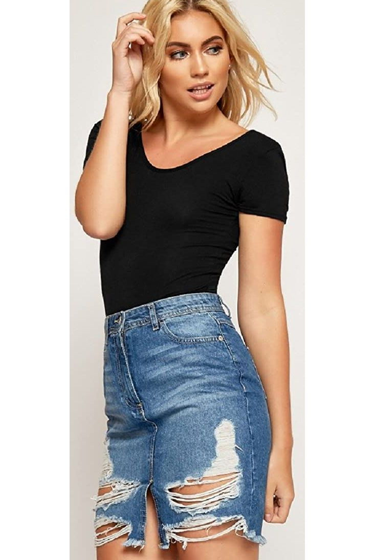 Plain Short Sleeve Bodysuit Bodysuit WearAll