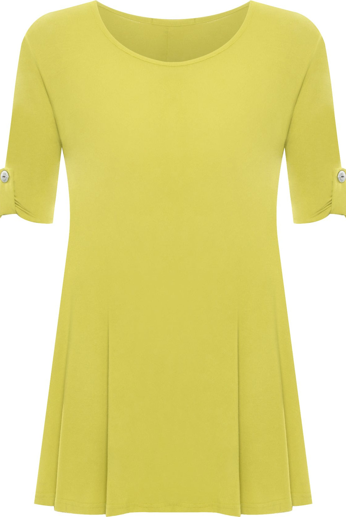 Womens Scoop Neck Flared Ladies Plain Tops Tops WearAll Yellow 14