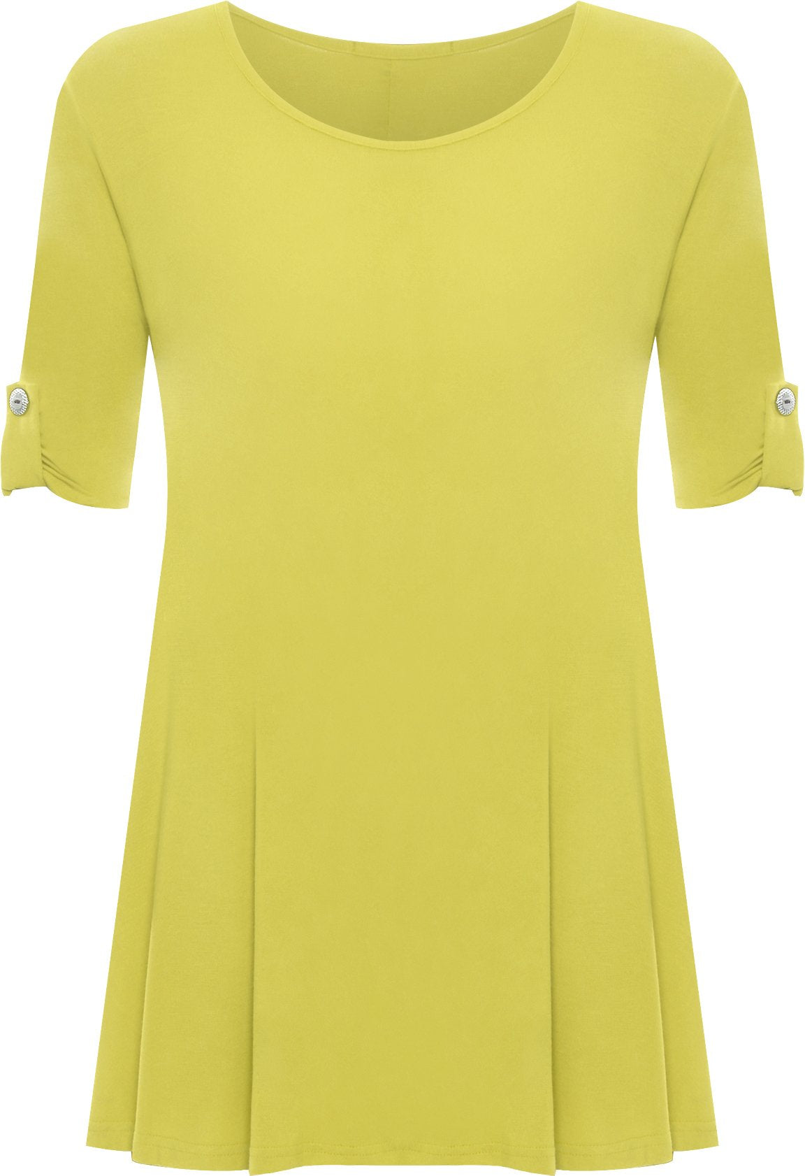 Womens Scoop Neck Flared Ladies Plain Tops Tops WearAll Yellow 14