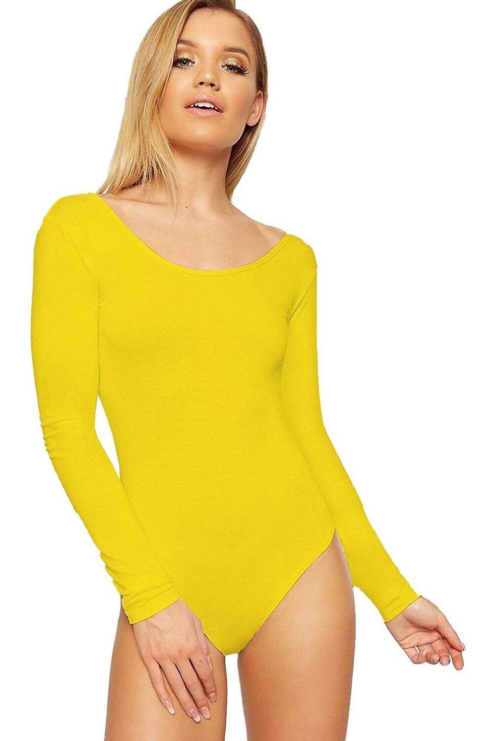 Annabelle Plain Long Sleeve Bodysuit Bodysuit WearAll Fluorescent Yellow 8-10