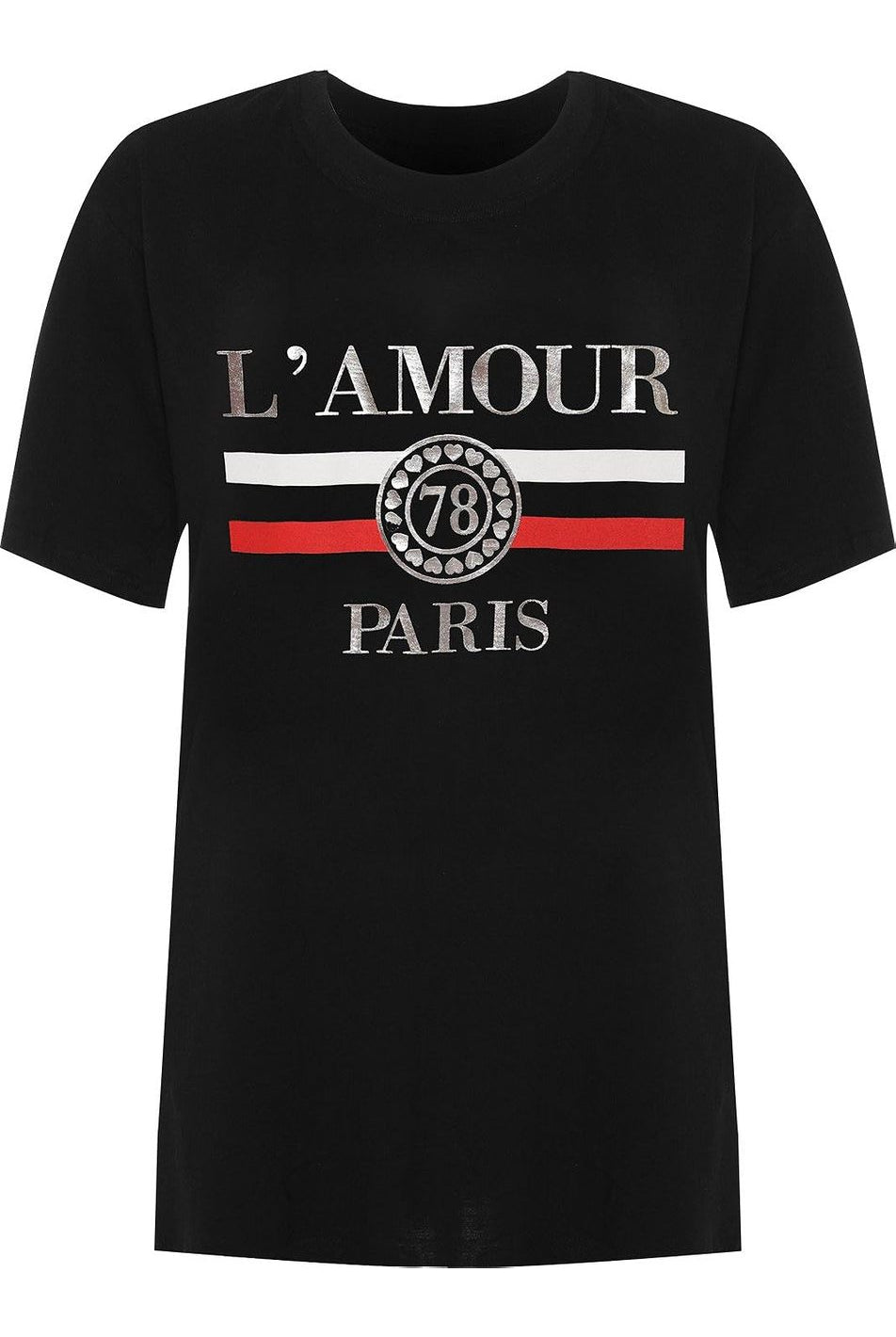 Amour Paris Print Baggy Short Sleeve T-Shirt Tops WearAll