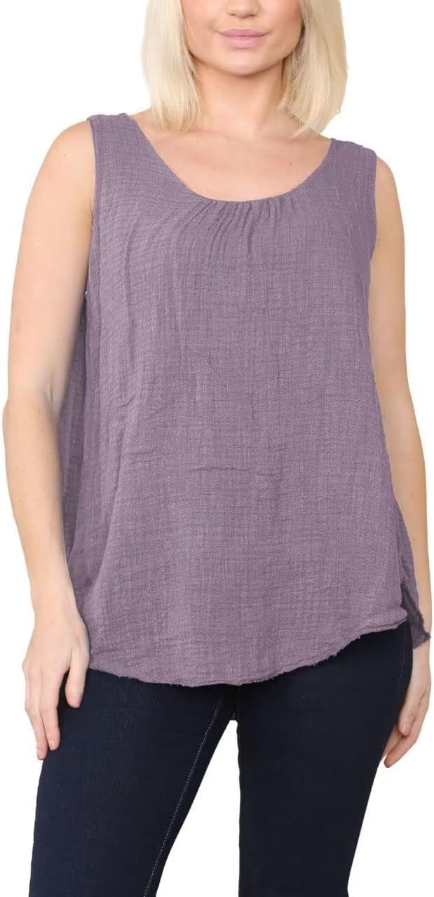 Sleeveless Vest Top Tops WearAll Lilac 8
