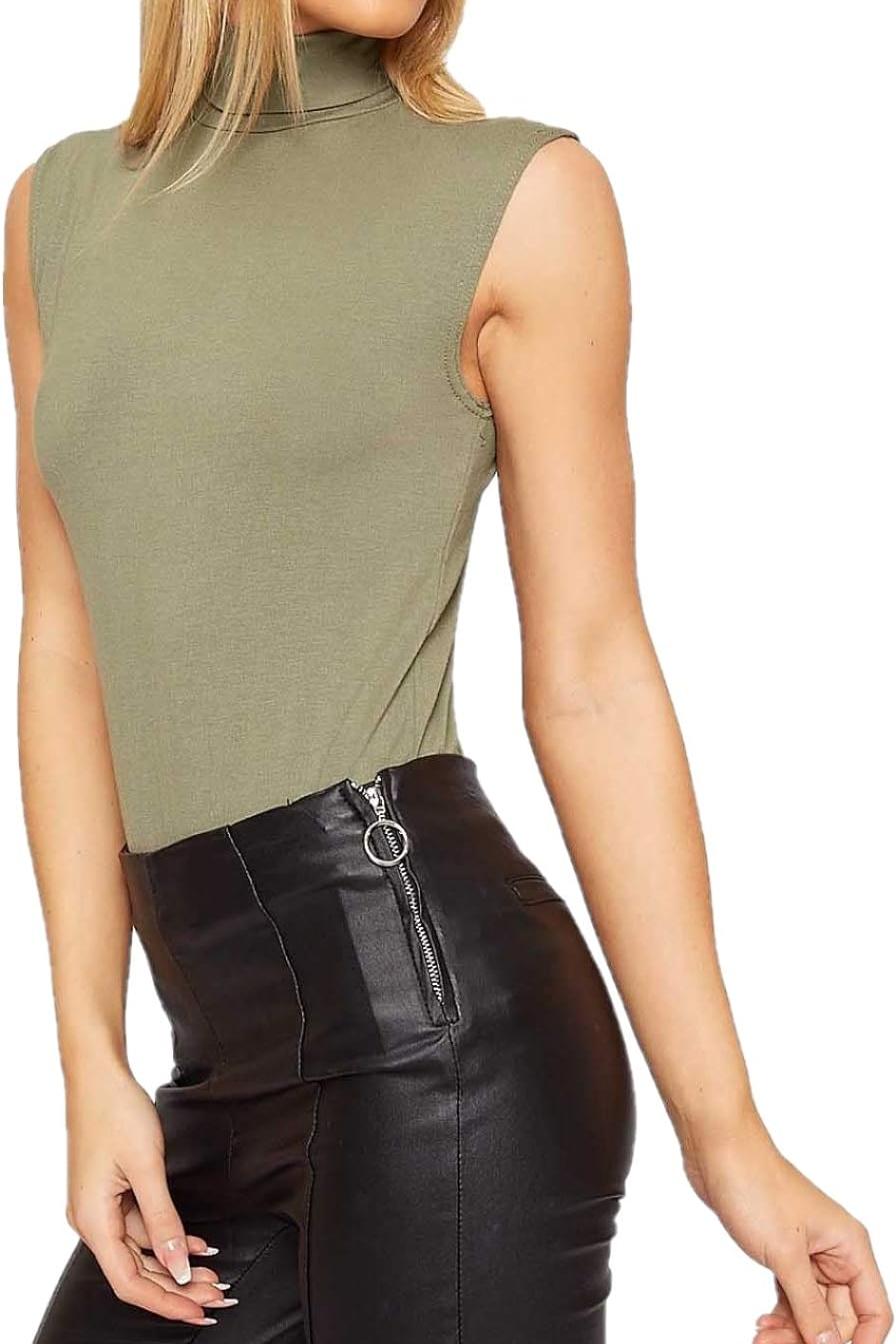 Plus Size Polo Neck Plain Vest Turtle Top Tops WearAll