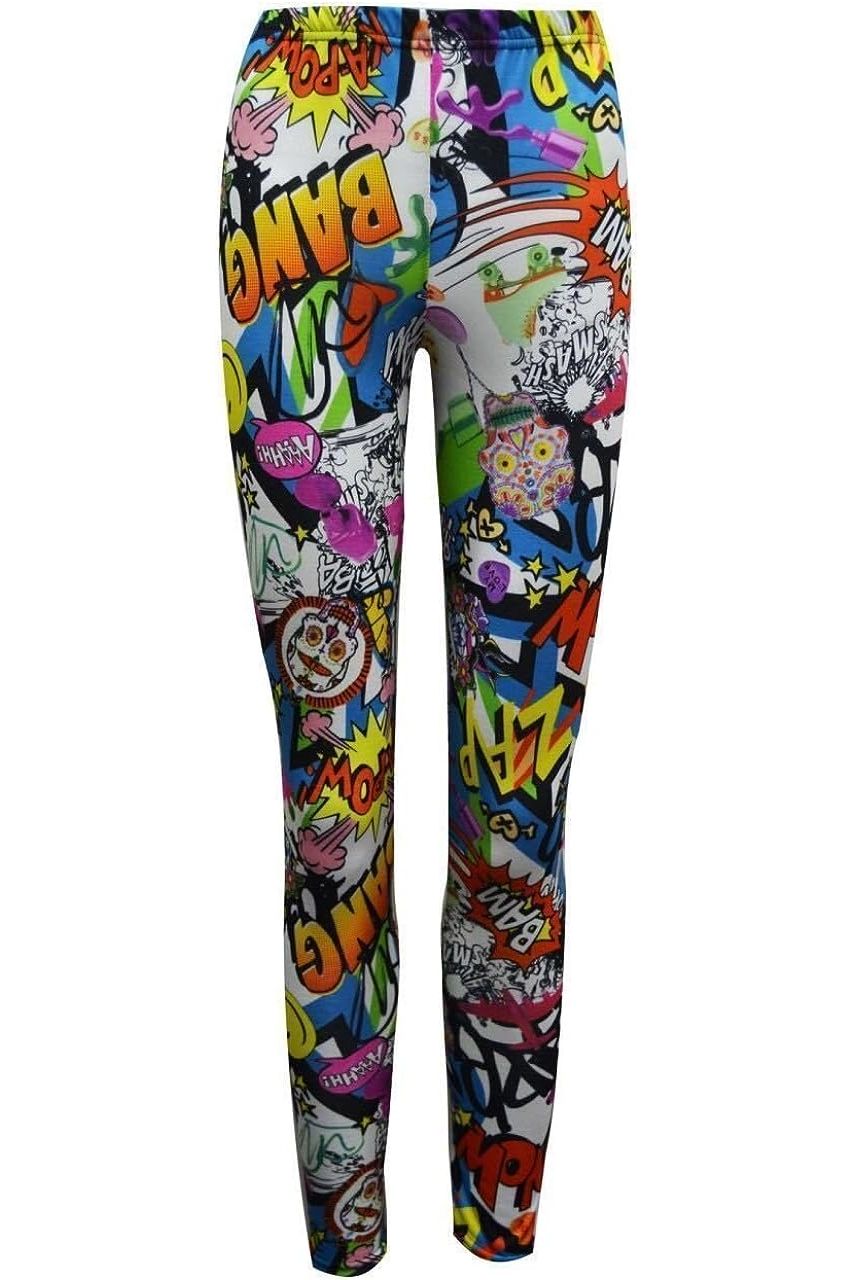 Comic Book Graffiti Bang Printe Leggings Leggings WearAll Bang 8-10