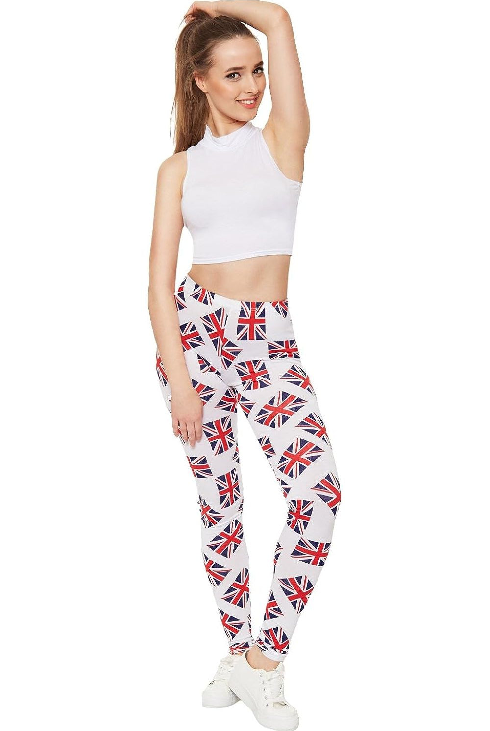 Full Length UK Flag Print Leggings Leggings WearAll 8-10 UK Flag Print