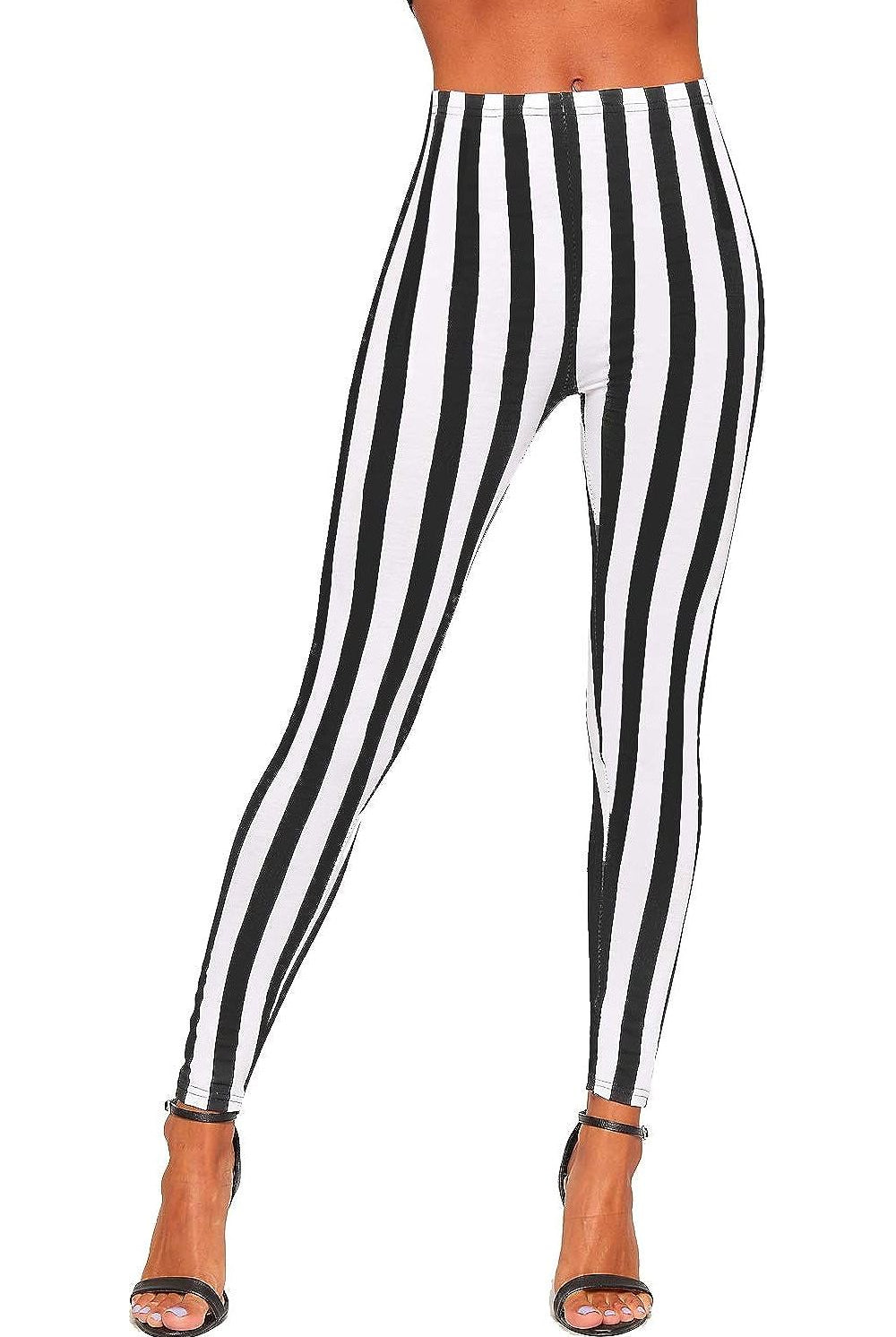 Monochrome Contrast Stripe High Waist Leggings Leggings WearAll 8-10