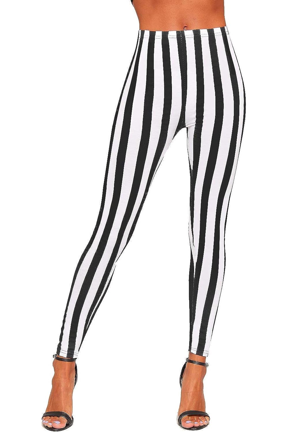 Plus Size Monochrome Contrast Stripe High Waist Leggings Leggings WearAll