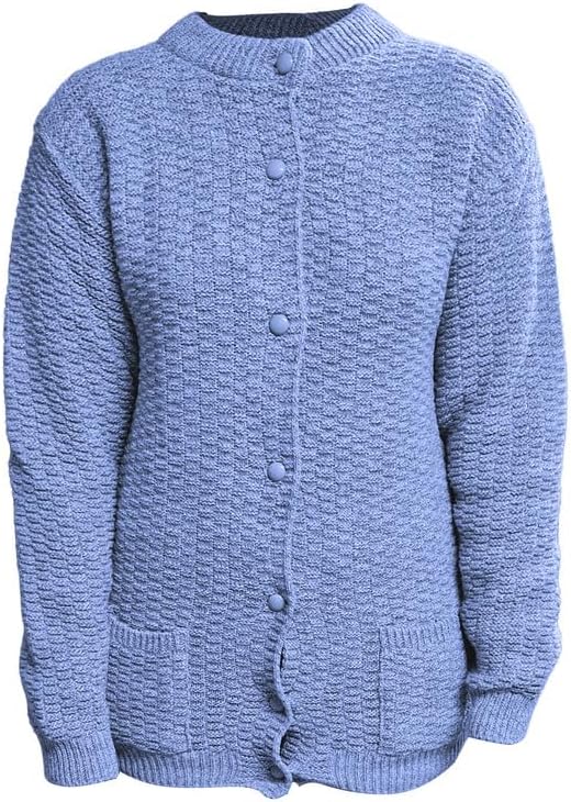 Women's Knitted Winter Cardigan Long Sleeve Warmth with Crew Neck & Ribbed Knit Cardigan WearAll Purple 8-10