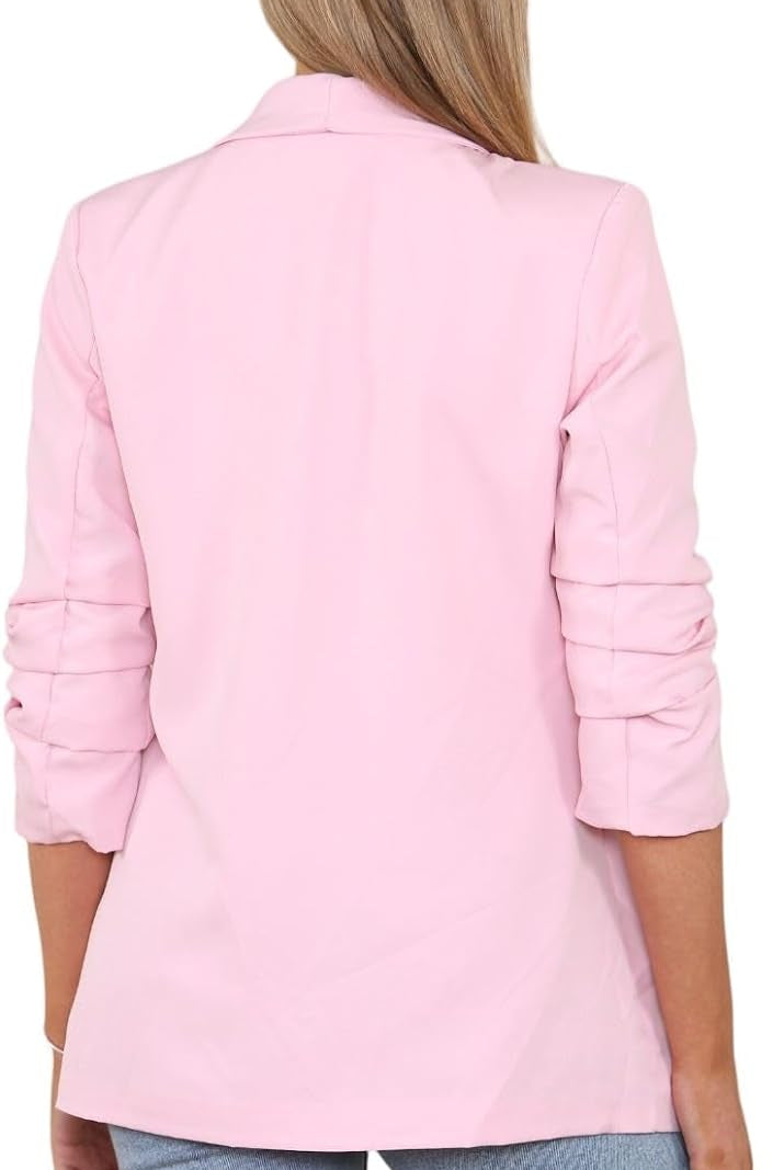 Plus Size Ruched Sleeve Blazer Jacket WearAll