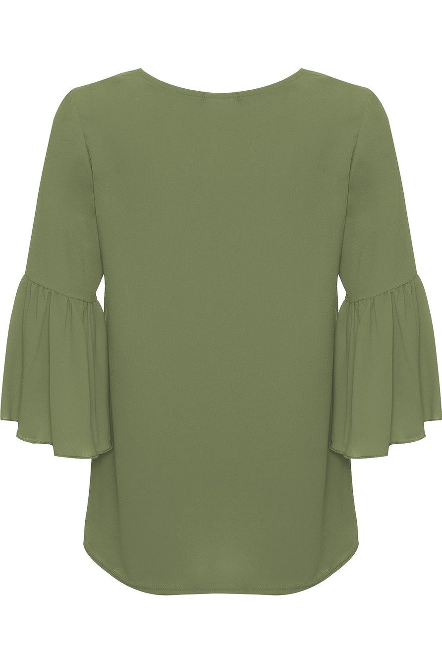 Plus Flared Bell Sleeve Crepe Top Tops WearAll Khaki Green 14