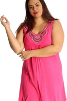 Stud Stretch Scoop Neck Top Tops WearAll Cerise 14