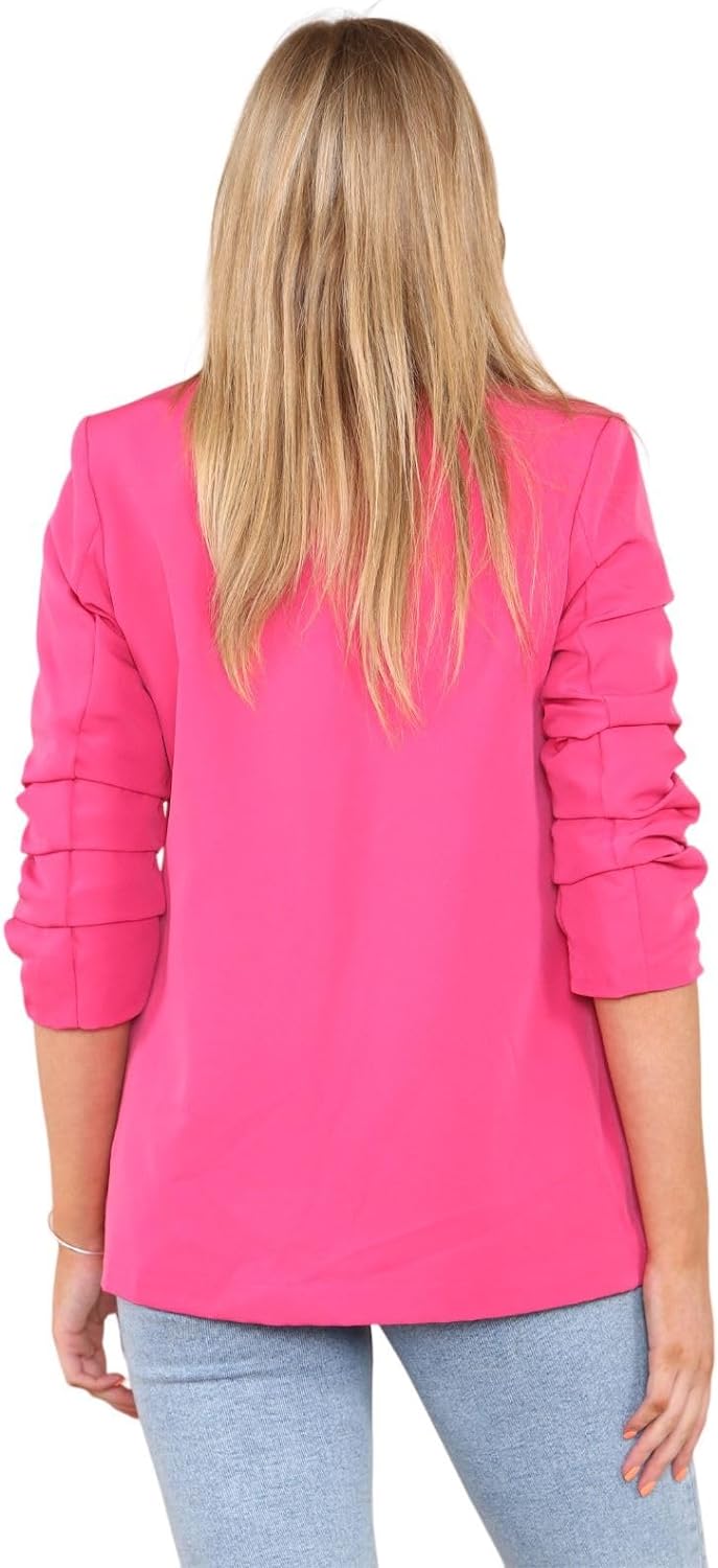 Plus Size Ruched Sleeve Blazer Jacket WearAll