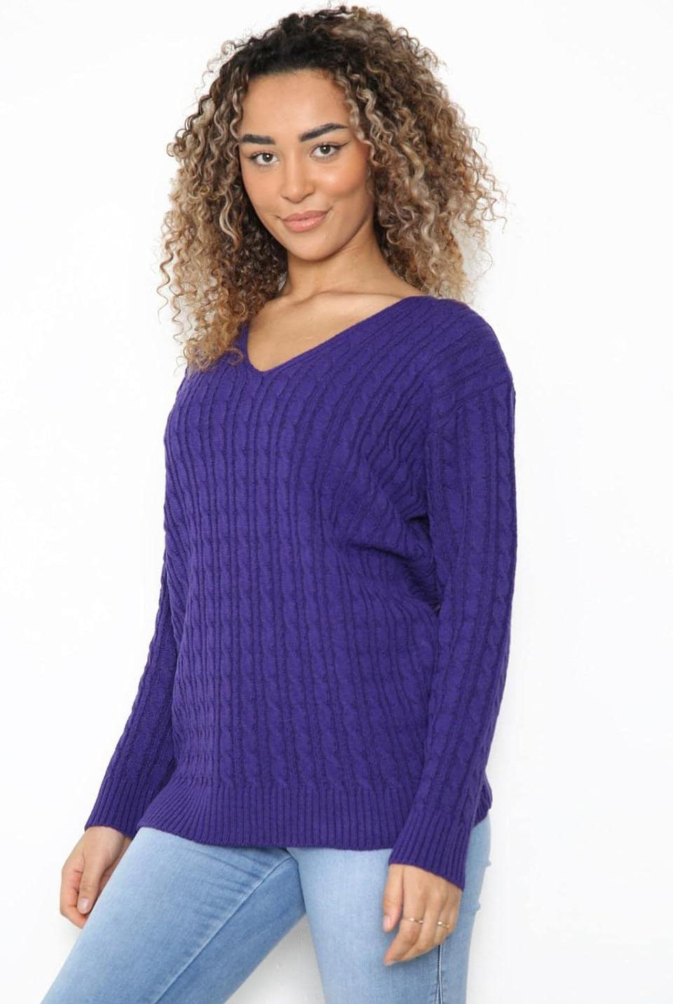 Plus Size Cable Knitted Sweater Top Tops WearAll