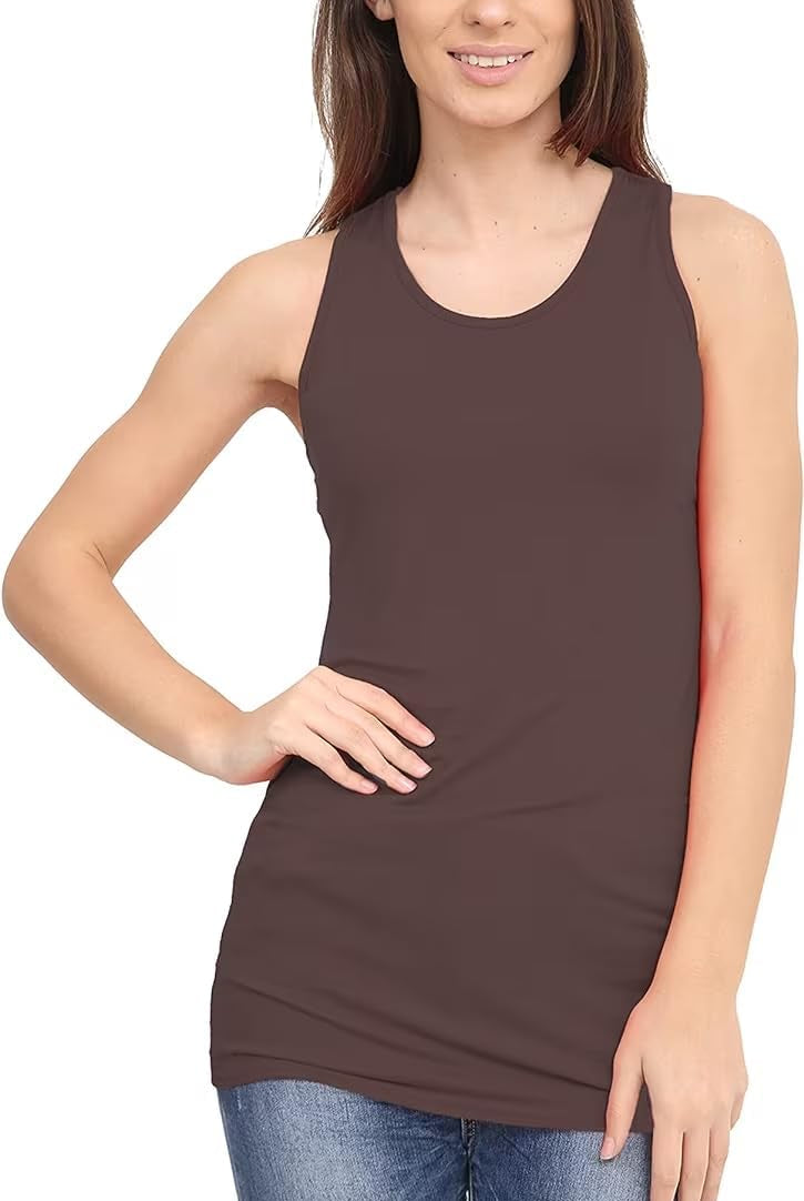 Racer Back Bodycon Vest Top Top WearAll Brown 8-10