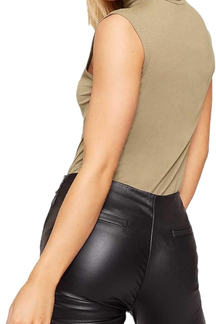 Plus Size Polo Neck Plain Vest Turtle Top Tops WearAll