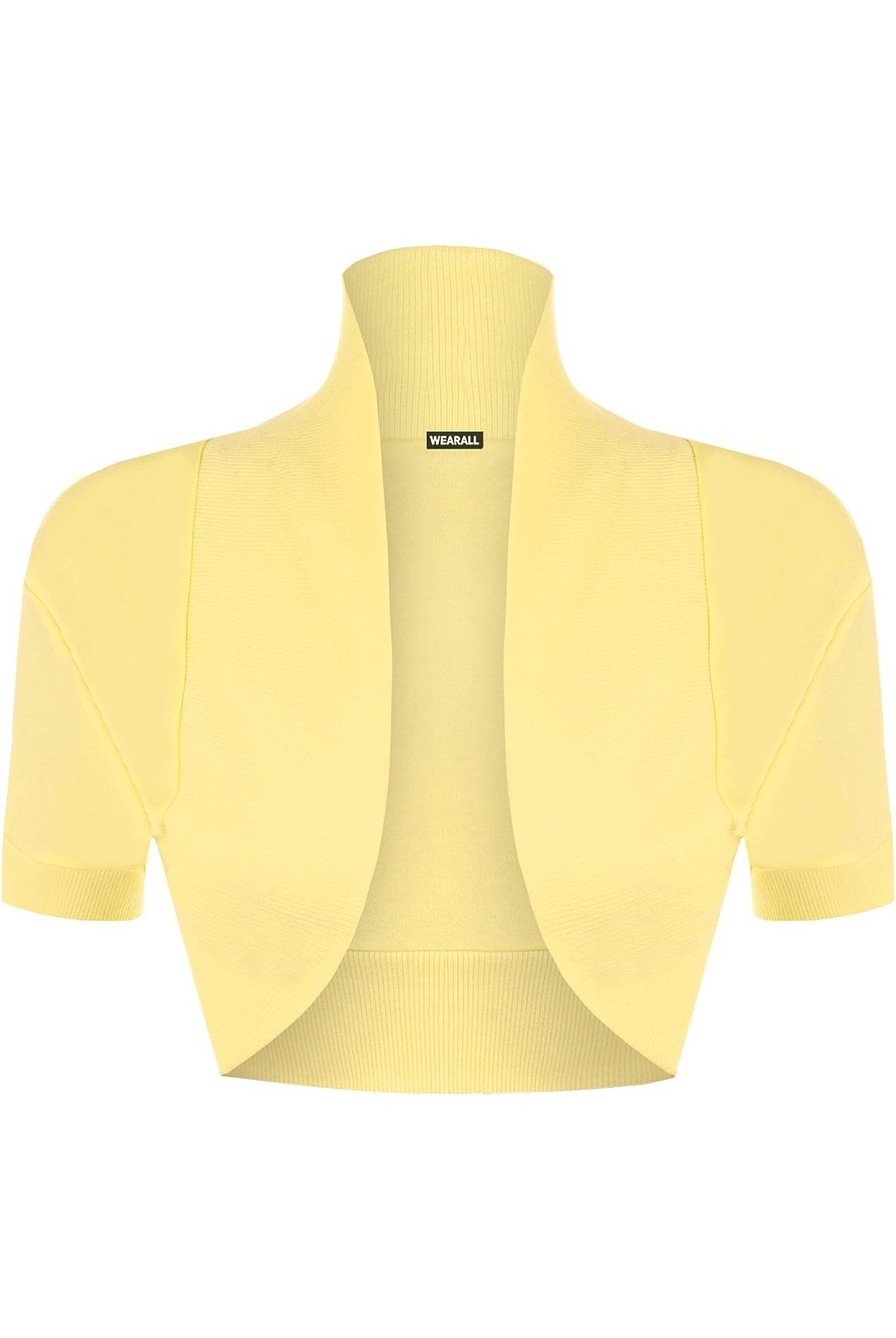 Short Sleeve Ribbed Bolero Shrug Tops WearAll Yellow 8-10