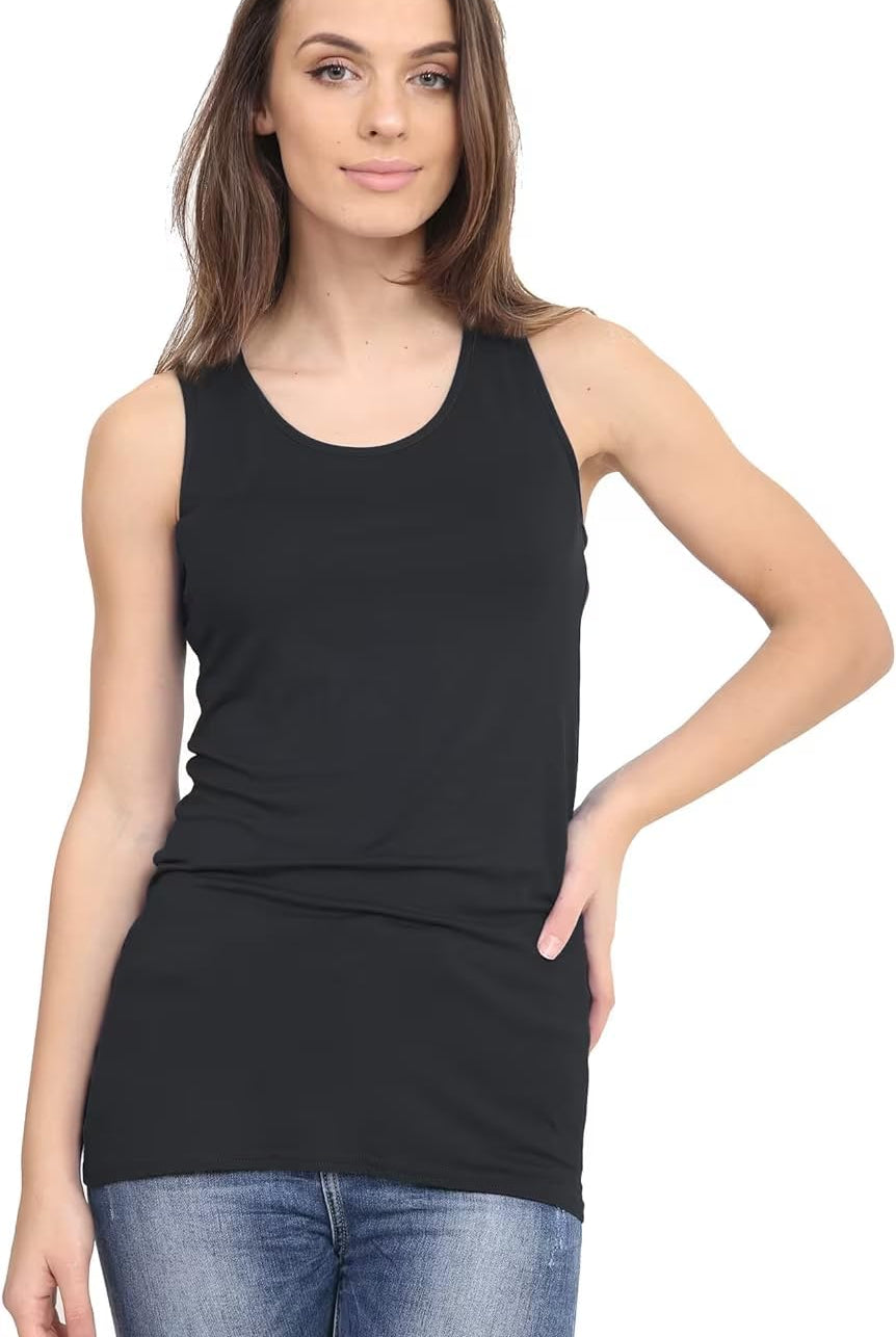 Racer Back Bodycon Vest Top Top WearAll Black 8-10