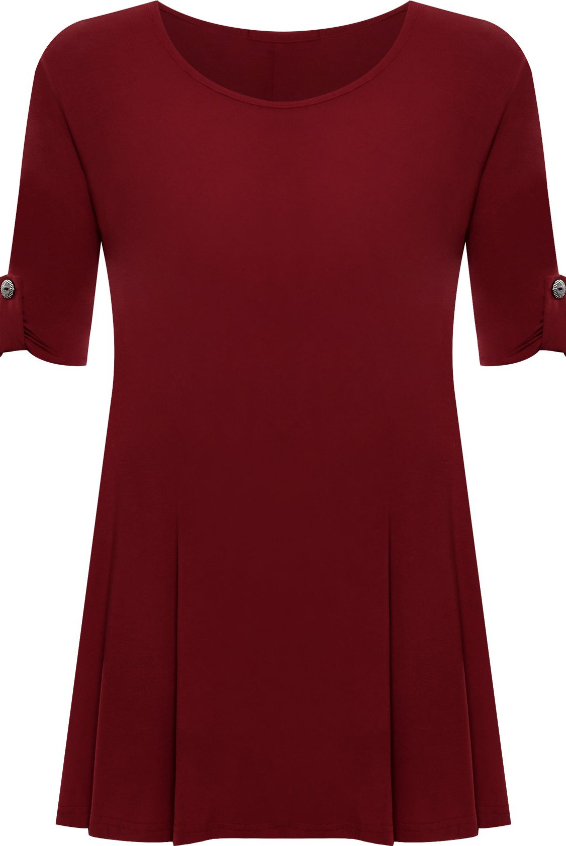 Womens Scoop Neck Flared Ladies Plain Tops Tops WearAll Wine 14