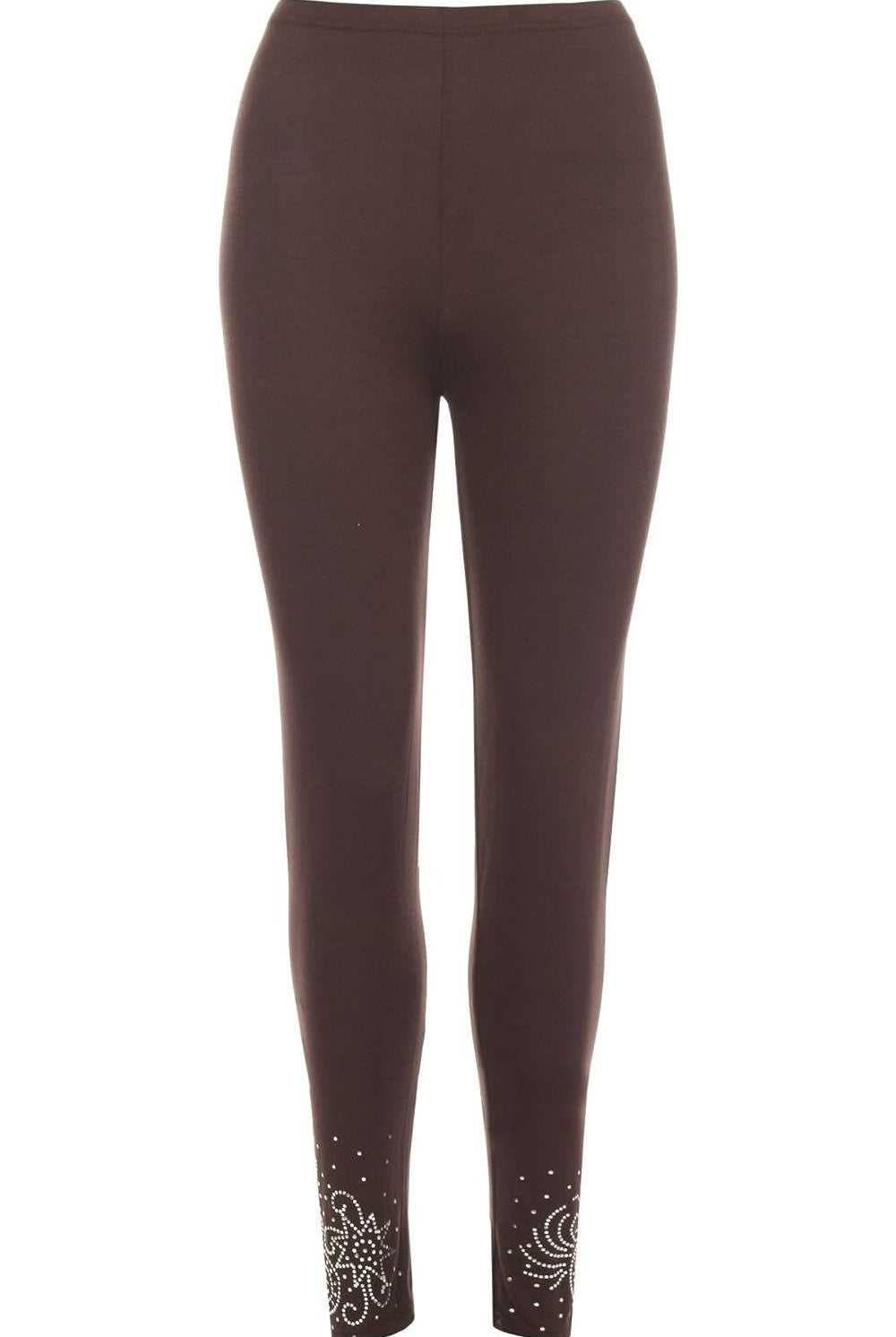 Plus Size Foil Printed Leggings Leggings WearAll Brown 16-18