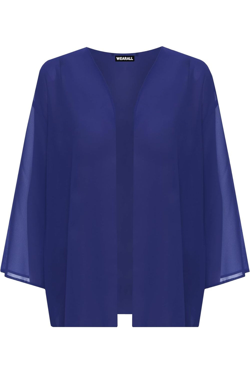 Plain 3/4 Open Kimono Cardigan Top cardigan WearAll Royal Blue 12-14