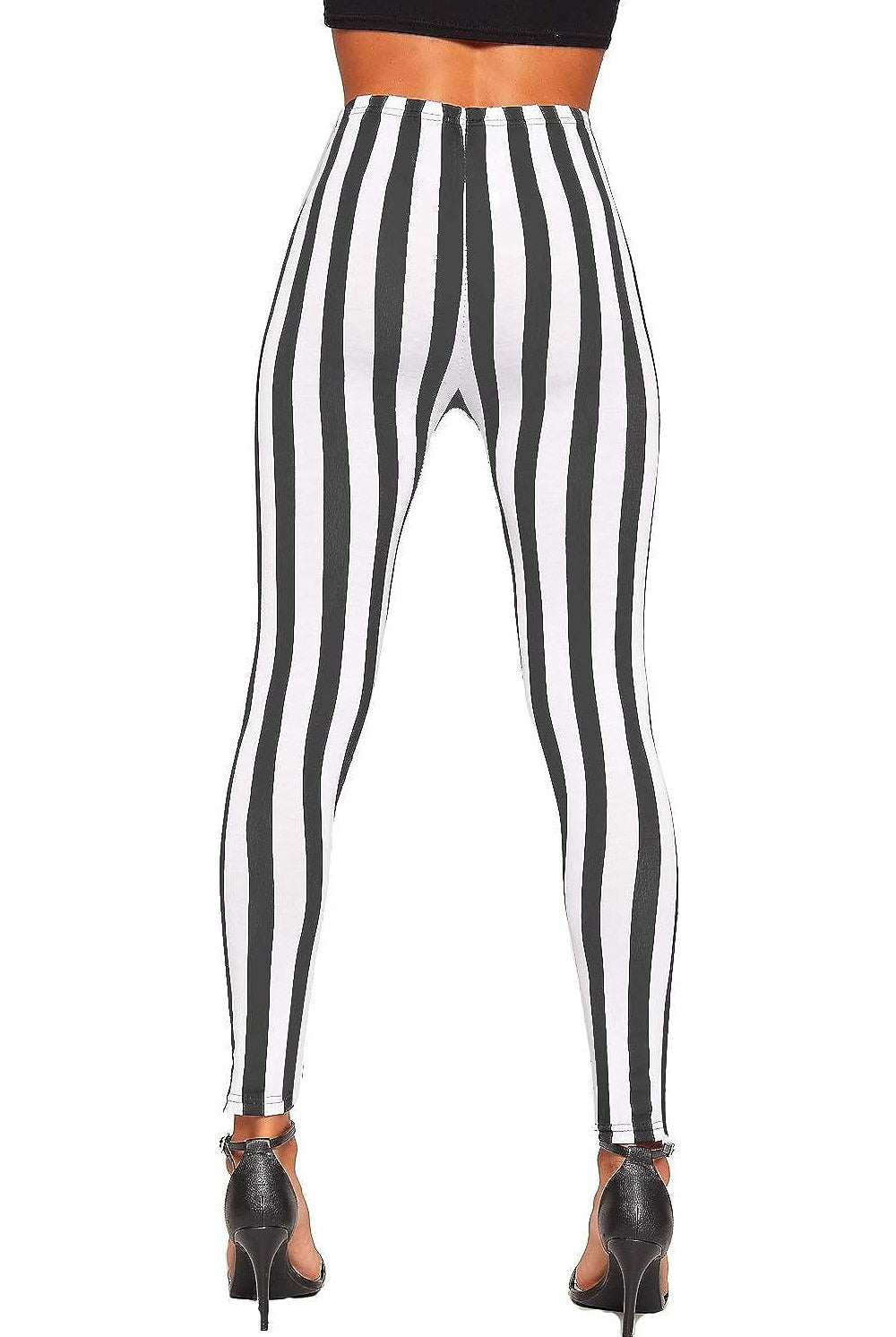 Plus Size Monochrome Contrast Stripe High Waist Leggings Leggings WearAll