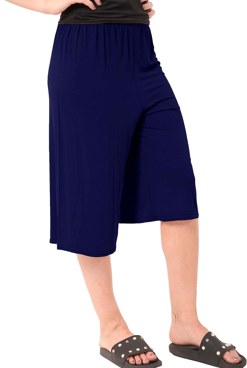 Plain Viscose Culottes Shorts WearAll Navy 8-10
