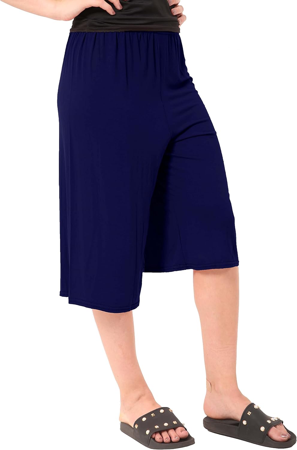 Plain Viscose Culottes Shorts WearAll Navy 8-10