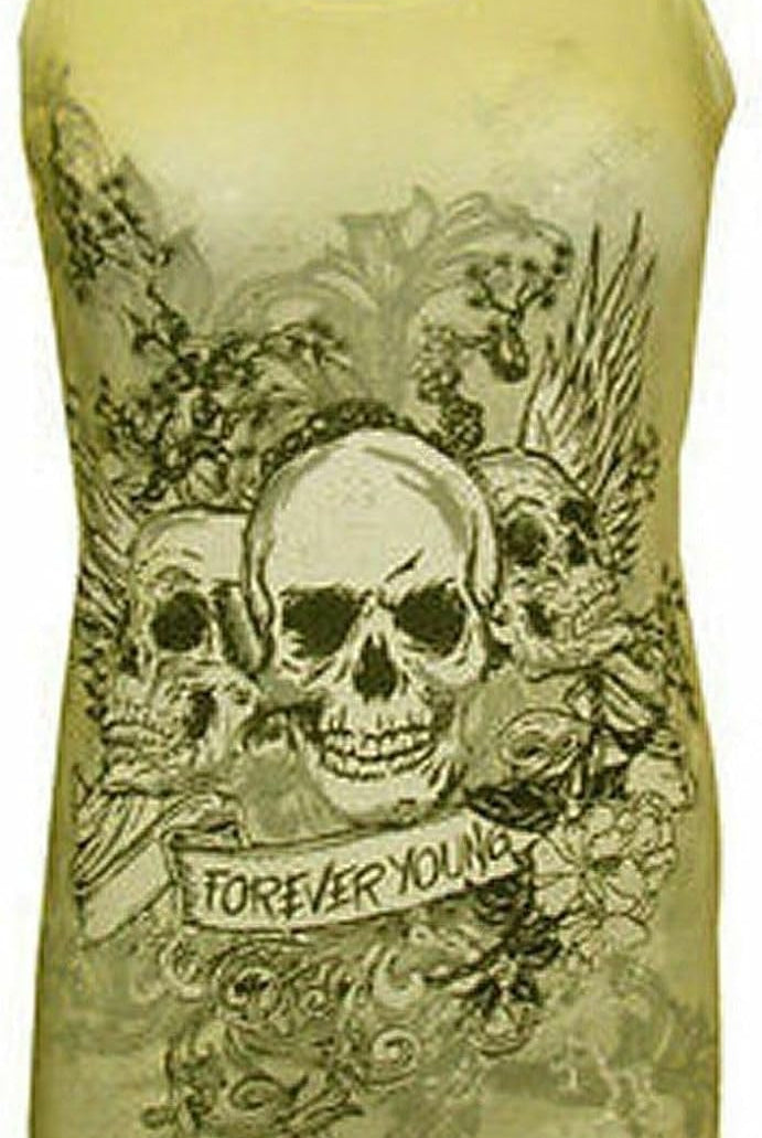 Forever Skull Print Vest Top Top WearAll Yellow 12-14