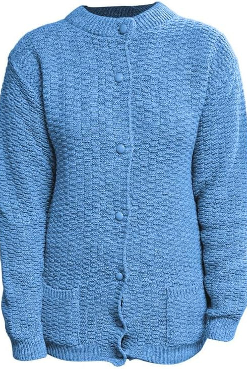 Women's Knitted Winter Cardigan Long Sleeve Warmth with Crew Neck & Ribbed Knit Cardigan WearAll Blue 8-10