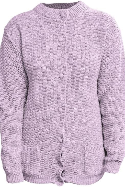 Women's Knitted Winter Cardigan Long Sleeve Warmth with Crew Neck & Ribbed Knit Cardigan WearAll Pink 8-10