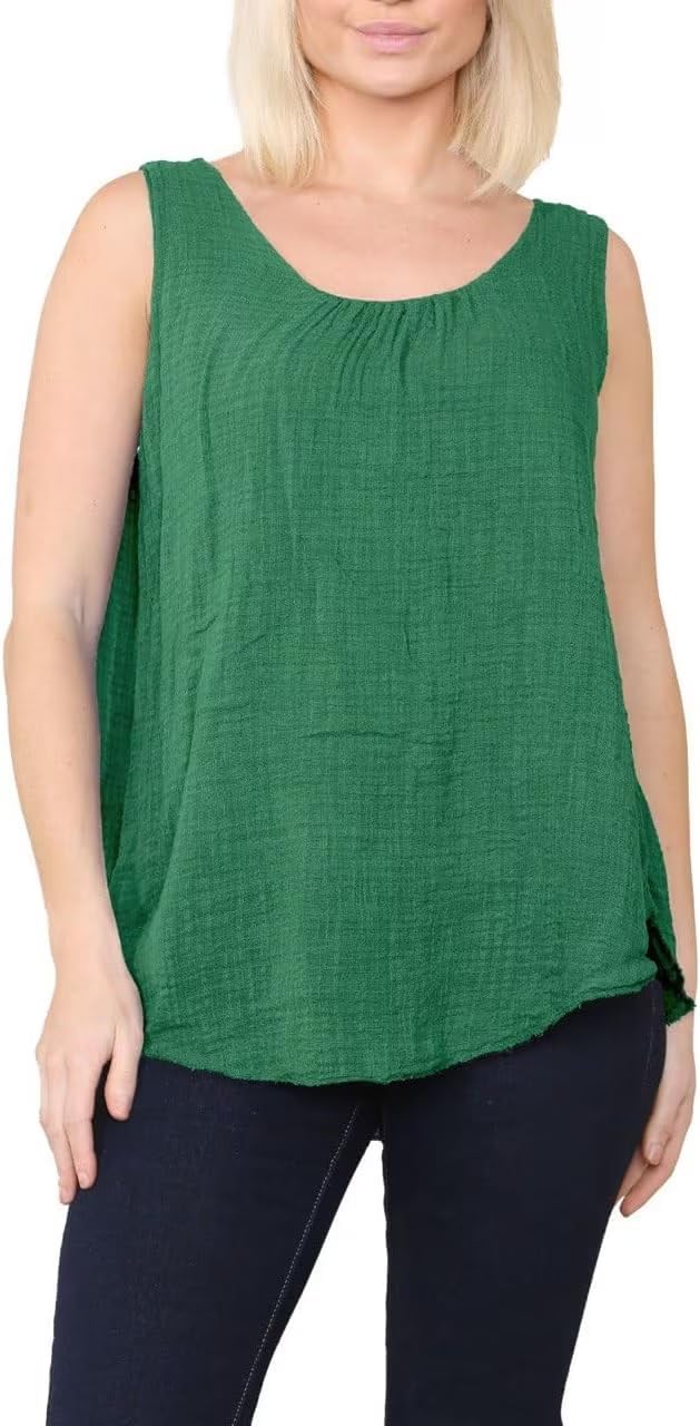 Sleeveless Vest Top Tops WearAll Green 8
